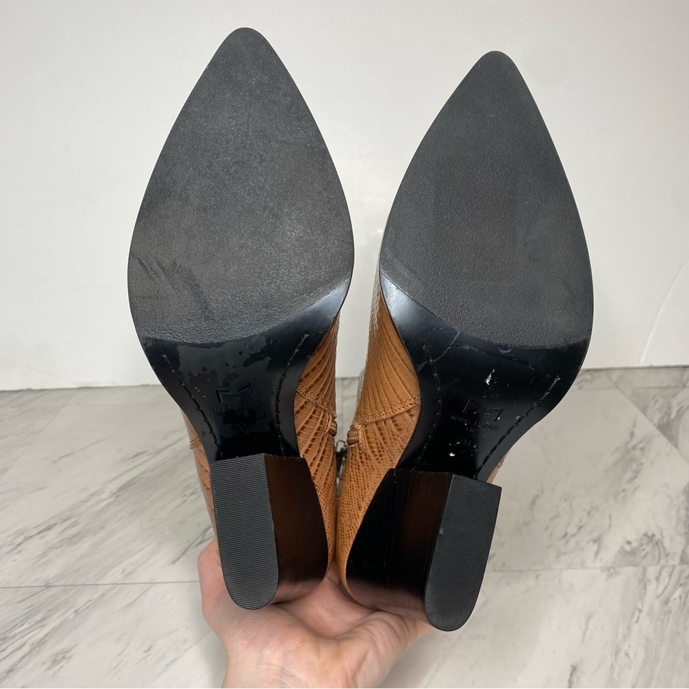 Marc Fisher Mariel Brown Leather Heeled Bootie 11M - Picture 13 of 14